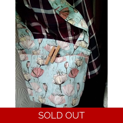 Green Cross Body Peg Bag, Lined Cotton peg bag, eco Friendly Laundry Bag, Handmade in Yorkshire